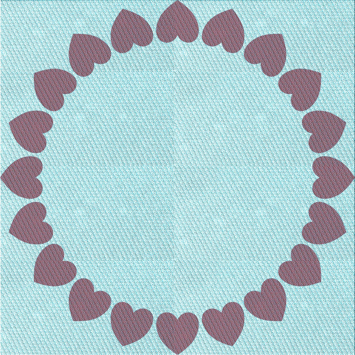 Round Patterned Columbia Blue Rug, pat1414lblu