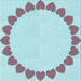 Round Patterned Columbia Blue Rug, pat1414lblu