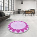 Round Patterned Crimson Purple Rug in a Office, pat1414pur