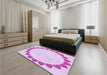 Patterned Crimson Purple Rug in a Bedroom, pat1414pur