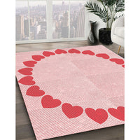 Patterned Light Rose Pink Rug, pat1414rd