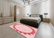 Round Machine Washable Transitional Light Rose Pink Rug in a Office, wshpat1414rd