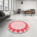 Round Patterned Light Rose Pink Rug in a Office, pat1414rd