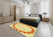 Patterned Orange Rug in a Bedroom, pat1414yw