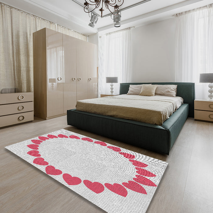 Patterned Tulip Pink Novelty Rug in a Bedroom, pat1414