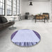 Round Patterned Blue Rug in a Office, pat1415blu