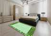 Patterned Green Rug in a Bedroom, pat1415grn