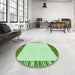 Round Patterned Green Rug in a Office, pat1415grn