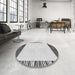 Round Patterned Platinum Gray Rug in a Office, pat1415gry