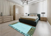 Patterned Sea Green Rug in a Bedroom, pat1415lblu