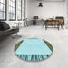 Round Patterned Sea Green Rug in a Office, pat1415lblu