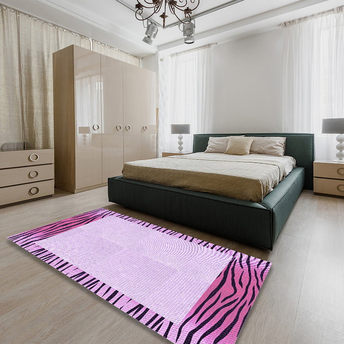 Patterned Orchid Purple Rug in a Bedroom, pat1415pur