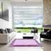 Square Patterned Orchid Purple Rug in a Living Room, pat1415pur