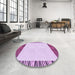 Round Patterned Orchid Purple Rug in a Office, pat1415pur