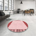 Round Patterned Light Red Pink Rug in a Office, pat1415rd