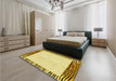 Patterned Dark Golden Brown Rug in a Bedroom, pat1415yw