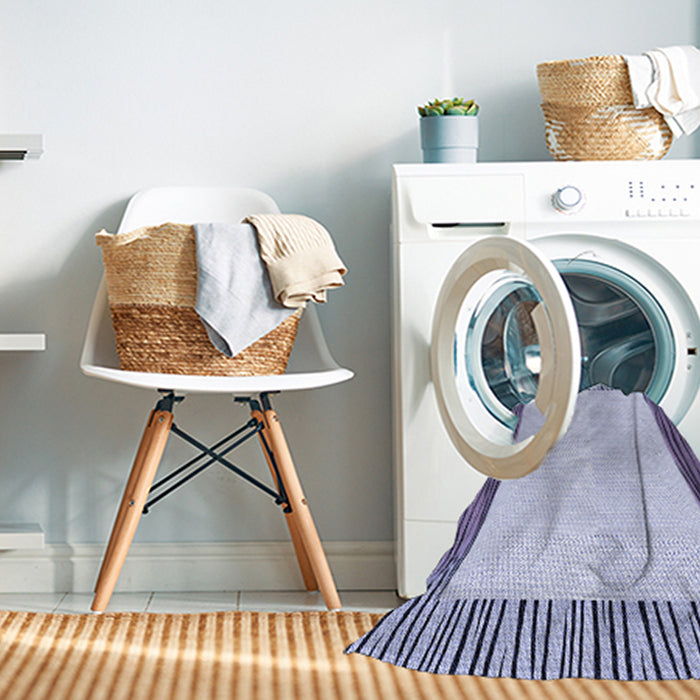 Machine Washable Transitional Blue Rug in a Washing Machine, wshpat1416blu