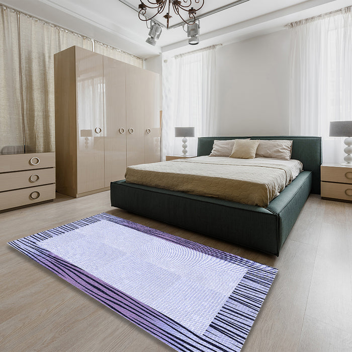 Patterned Blue Rug in a Bedroom, pat1416blu