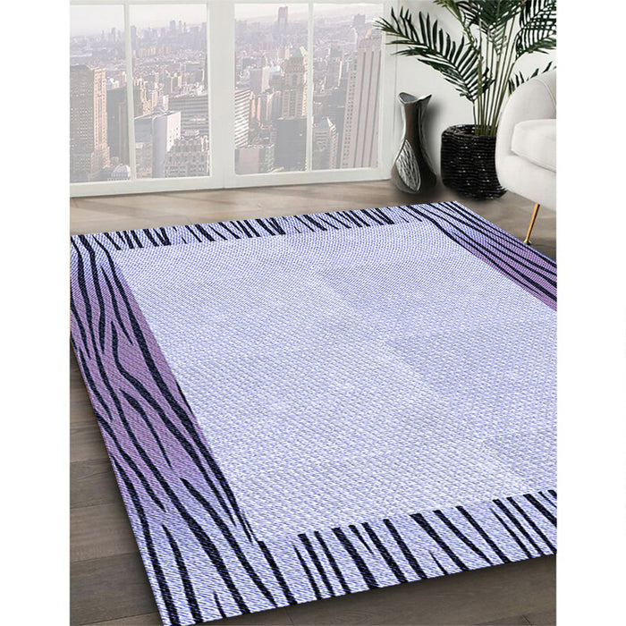 Patterned Blue Rug in Family Room, pat1416blu