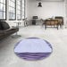 Round Patterned Blue Rug in a Office, pat1416blu