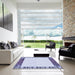 Square Patterned Blue Rug in a Living Room, pat1416blu