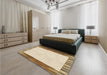 Patterned Golden Blonde Gold Rug in a Bedroom, pat1416brn