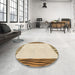 Round Patterned Golden Blonde Gold Rug in a Office, pat1416brn