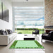 Square Patterned Green Rug in a Living Room, pat1416grn