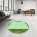 Round Patterned Green Rug in a Office, pat1416grn