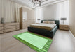 Patterned Green Rug in a Bedroom, pat1416grn