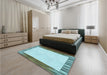 Patterned Sea Green Rug in a Bedroom, pat1416lblu