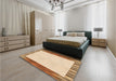 Patterned Golden Blonde Gold Rug in a Bedroom, pat1416org