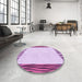 Round Patterned Orchid Purple Rug in a Office, pat1416pur