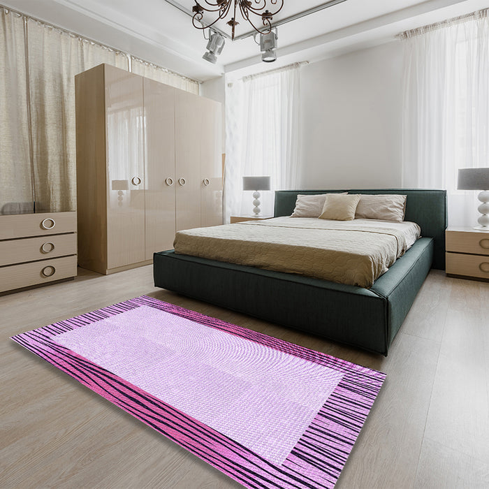 Patterned Orchid Purple Rug in a Bedroom, pat1416pur