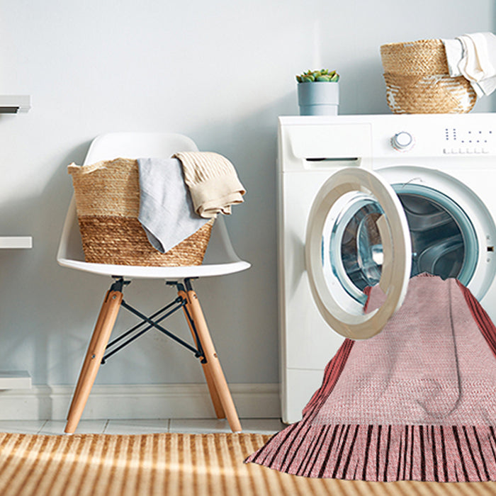 Machine Washable Transitional Light Red Pink Rug in a Washing Machine, wshpat1416rd