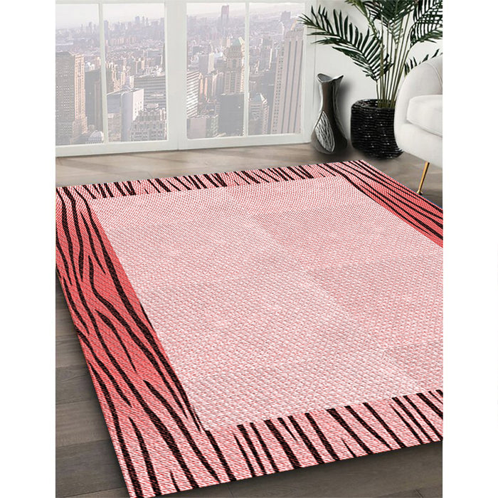 Patterned Light Red Pink Rug in Family Room, pat1416rd