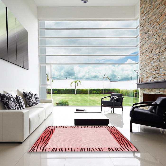 Machine Washable Transitional Light Red Pink Rug in a Kitchen, wshpat1416rd