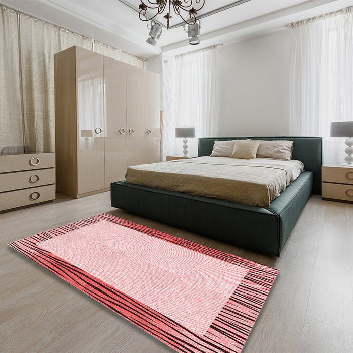 Patterned Light Red Pink Rug in a Bedroom, pat1416rd