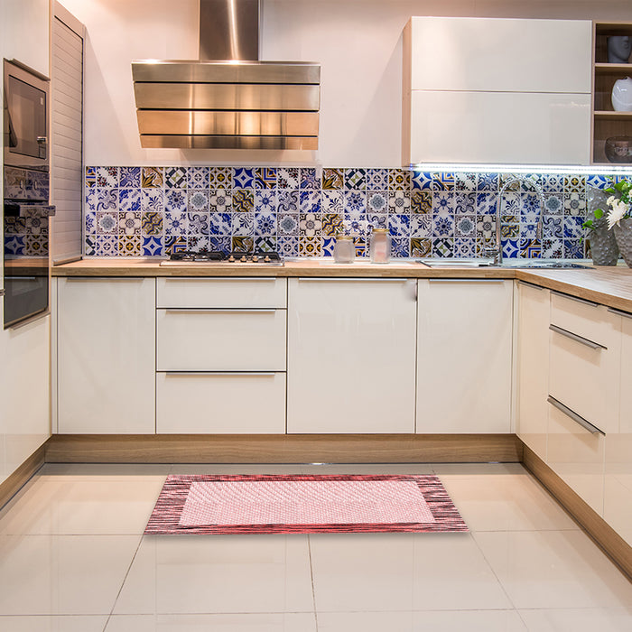 Patterned Light Red Pink Rug in a Kitchen, pat1416rd