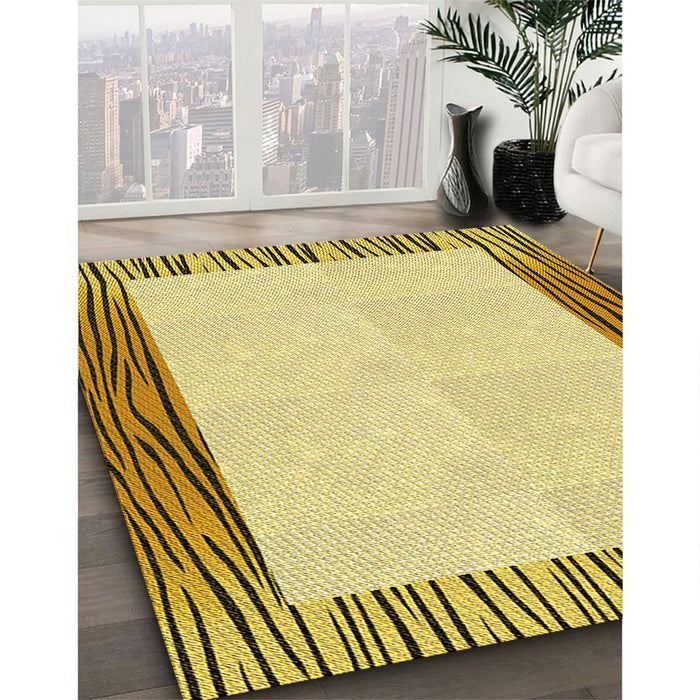 Machine Washable Transitional Dark Golden Brown Rug in a Family Room, wshpat1416yw