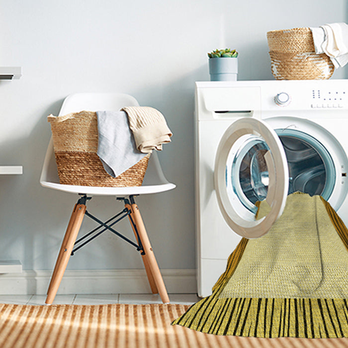 Machine Washable Transitional Dark Golden Brown Rug in a Washing Machine, wshpat1416yw