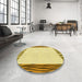 Round Patterned Dark Golden Brown Rug in a Office, pat1416yw