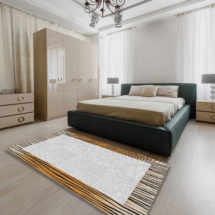 Patterned Brown Novelty Rug in a Bedroom, pat1416