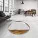 Round Patterned Brown Novelty Rug in a Office, pat1416