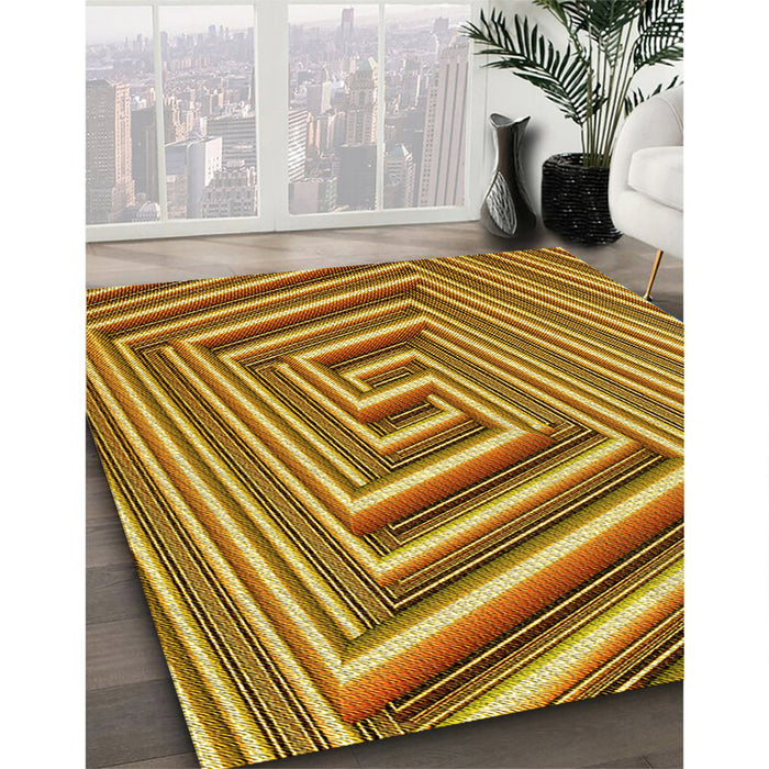 Machine Washable Transitional Orange Rug in a Family Room, wshpat1417yw