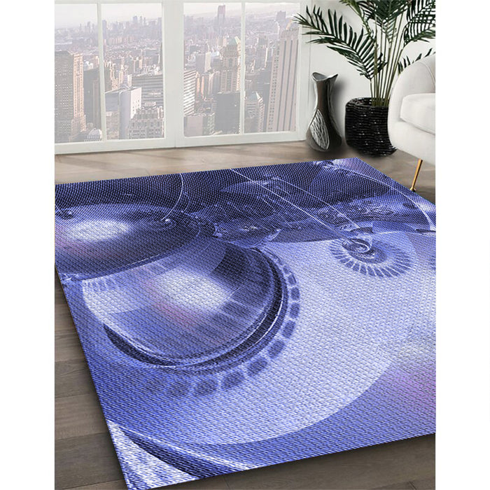 Patterned Purple Mimosa Purple Rug in Family Room, pat1418blu