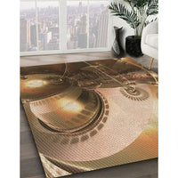 Patterned Brown Sand Brown Rug, pat1418brn