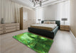 Patterned Deep Emerald Green Rug in a Bedroom, pat1418grn