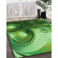 Patterned Deep Emerald Green Rug, pat1418grn