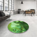 Round Patterned Deep Emerald Green Rug in a Office, pat1418grn